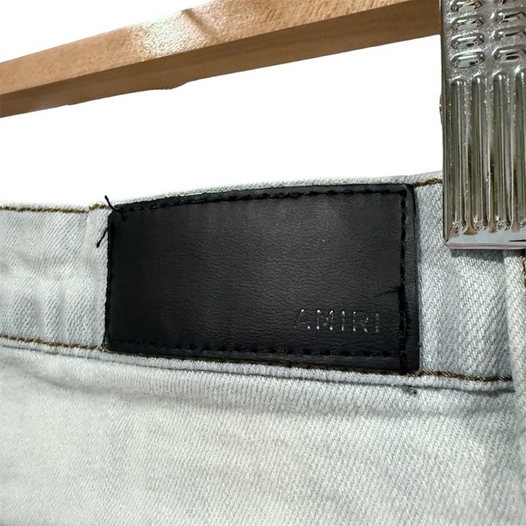 AMIRI Distressed Bandana Tie-Dye Denim Jeans Men’s Size 32 Black Star Patch - Picture 12 of 14